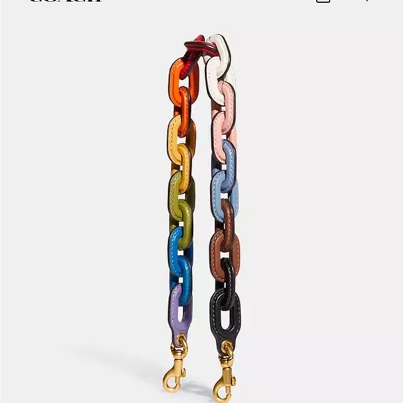 COACH Rainbow Leather Covered Short Chain Strap - Picture 6 of 6